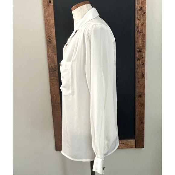 La Chine Classic White Button Down Blouse 8 Career Normcore Vintage Professional - Picture 7 of 11
